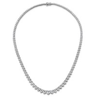 14K White Gold 26.75 Carat Lab Grown Diamond VS SI+ G+ Complete Round Graduated Tennis Necklace, 18" view 4