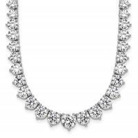 14K White Gold 26.75 Carat Lab Grown Diamond VS SI+ G+ Complete Round Graduated Tennis Necklace, 18" view 1