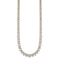 14K Yellow Gold 26.75 Carat Lab Grown Diamond VS+ F+ Complete Round Graduated Tennis Necklace, 18" view 2