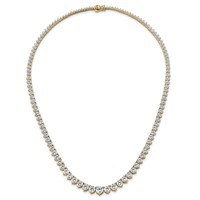 14K Yellow Gold 26.75 Carat Lab Grown Diamond VS+ F+ Complete Round Graduated Tennis Necklace, 18" view 4