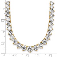 14K Yellow Gold 26.75 Carat Lab Grown Diamond VS+ F+ Complete Round Graduated Tennis Necklace, 18" view 5