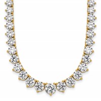 14K Yellow Gold 26.75 Carat Lab Grown Diamond VS+ F+ Complete Round Graduated Tennis Necklace, 18" view 1