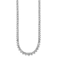 14K White Gold 27.75 Carat Certified Lab Grown Diamond VS SI+ G+ Complete Round Graduated Tennis Necklace, 16" view 2