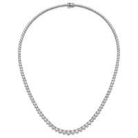 14K White Gold 27.75 Carat Certified Lab Grown Diamond VS SI+ G+ Complete Round Graduated Tennis Necklace, 16" view 4