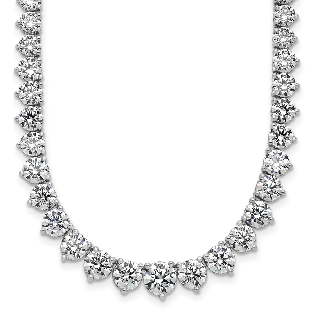 14K White Gold 27.75 Carat Certified Lab Grown Diamond VS SI+ G+ Complete Round Graduated Tennis Necklace, 16"