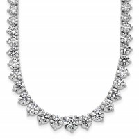 14K White Gold 27.75 Carat Certified Lab Grown Diamond VS SI+ G+ Complete Round Graduated Tennis Necklace, 16" view 1