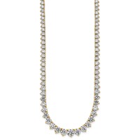 14K Yellow Gold 27.75 Carat Lab Grown Diamond VS SI+ G+ Complete Round Graduated Tennis Necklace, 16" view 2