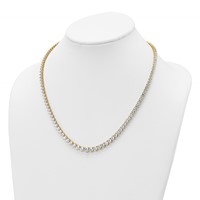 14K Yellow Gold 27.75 Carat Lab Grown Diamond VS SI+ G+ Complete Round Graduated Tennis Necklace, 16" view 3