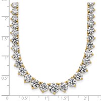 14K Yellow Gold 27.75 Carat Lab Grown Diamond VS SI+ G+ Complete Round Graduated Tennis Necklace, 16" view 5