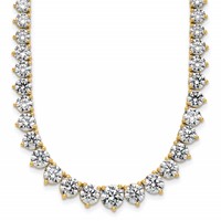 14K Yellow Gold 27.75 Carat Lab Grown Diamond VS SI+ G+ Complete Round Graduated Tennis Necklace, 16" view 1