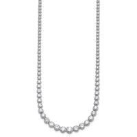14K White Gold 10.05 Carat Certified Lab Grown Diamond VS+ F+ Complete Round Graduated Tennis Necklace, 16" view 2