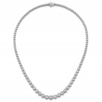 14K White Gold 10.05 Carat Certified Lab Grown Diamond VS+ F+ Complete Round Graduated Tennis Necklace, 16" view 4