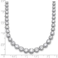 14K White Gold 10.05 Carat Certified Lab Grown Diamond VS+ F+ Complete Round Graduated Tennis Necklace, 16" view 5