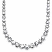 14K White Gold 10.05 Carat Certified Lab Grown Diamond VS+ F+ Complete Round Graduated Tennis Necklace, 16" view 1