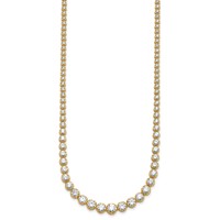14K Yellow Gold 10.05 Carat Lab Grown Diamond VS SI+ G+ Complete Round Graduated Tennis Necklace, 16" view 2