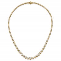 14K Yellow Gold 10.05 Carat Lab Grown Diamond VS SI+ G+ Complete Round Graduated Tennis Necklace, 16" view 4
