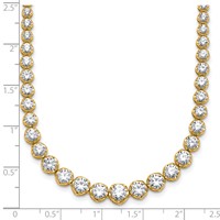 14K Yellow Gold 10.05 Carat Lab Grown Diamond VS SI+ G+ Complete Round Graduated Tennis Necklace, 16" view 5