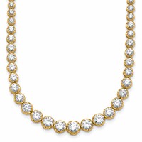14K Yellow Gold 10.05 Carat Lab Grown Diamond VS SI+ G+ Complete Round Graduated Tennis Necklace, 16" view 1