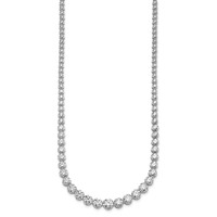 14K White Gold 10.50 Carat Certified Lab Grown Diamond VS SI+ G+ Complete Round Graduated Tennis Necklace, 16" view 2