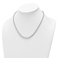 14K White Gold 10.50 Carat Certified Lab Grown Diamond VS SI+ G+ Complete Round Graduated Tennis Necklace, 16" view 3