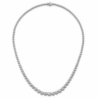 14K White Gold 10.50 Carat Certified Lab Grown Diamond VS SI+ G+ Complete Round Graduated Tennis Necklace, 16" view 4