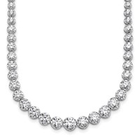 14K White Gold 10.50 Carat Certified Lab Grown Diamond VS SI+ G+ Complete Round Graduated Tennis Necklace, 16" view 1