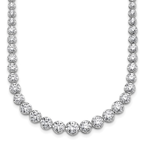 14K White Gold 10.50 Carat Lab Grown Diamond VS+ F+ Complete Round Graduated Tennis Necklace, 16"