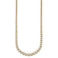 14K Yellow Gold 10.50 Carat Certified Lab Grown Diamond VS SI+ G+ Complete Round Graduated Tennis Necklace, 16" view 2