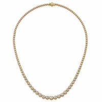 14K Yellow Gold 10.50 Carat Certified Lab Grown Diamond VS SI+ G+ Complete Round Graduated Tennis Necklace, 16" view 4