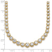14K Yellow Gold 10.50 Carat Certified Lab Grown Diamond VS SI+ G+ Complete Round Graduated Tennis Necklace, 16" view 5