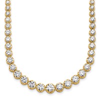 14K Yellow Gold 10.50 Carat Certified Lab Grown Diamond VS SI+ G+ Complete Round Graduated Tennis Necklace, 16" view 1