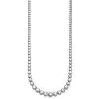14K White Gold 11.07 Carat Lab Grown Diamond VS SI+ G+ Complete Round Graduated Tennis Necklace, 20" view 2