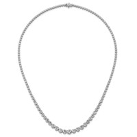 14K White Gold 11.07 Carat Lab Grown Diamond VS SI+ G+ Complete Round Graduated Tennis Necklace, 20" view 4