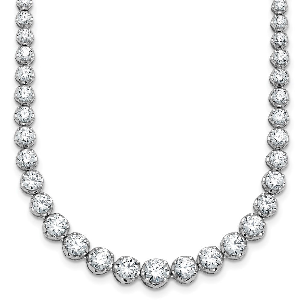 14K White Gold 11.07 Carat Lab Grown Diamond VS SI+ G+ Complete Round Graduated Tennis Necklace, 20"