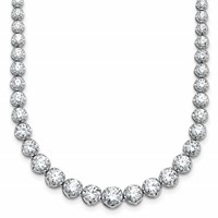 14K White Gold 11.07 Carat Lab Grown Diamond VS SI+ G+ Complete Round Graduated Tennis Necklace, 20" view 1