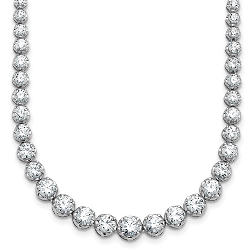 14K White Gold 11 1/15 Carat Lab Grown Diamond VS+ F+ Complete Round Graduated Tennis Necklace, 20"