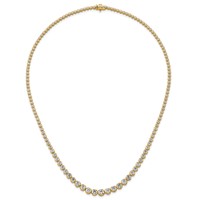 14K Yellow Gold 11.07 Carat Lab Grown Diamond VS SI+ G+ Complete Round Graduated Tennis Necklace, 20" view 4