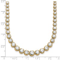 14K Yellow Gold 11.07 Carat Lab Grown Diamond VS SI+ G+ Complete Round Graduated Tennis Necklace, 20" view 5