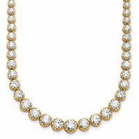 14K Yellow Gold 11.07 Carat Lab Grown Diamond VS SI+ G+ Complete Round Graduated Tennis Necklace, 20" view 1