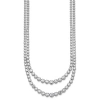 14K White Gold 14.38 Carat Certified Lab Grown Diamond VS SI+ G+ Complete Graduated Layered Tennis Necklace, 16" view 2