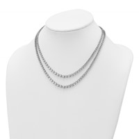 14K White Gold 14.38 Carat Certified Lab Grown Diamond VS SI+ G+ Complete Graduated Layered Tennis Necklace, 16" view 3