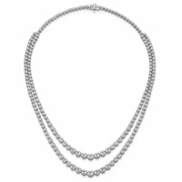 14K White Gold 14.38 Carat Certified Lab Grown Diamond VS SI+ G+ Complete Graduated Layered Tennis Necklace, 16" view 4