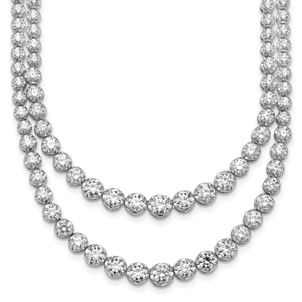 14K White Gold 14.38 Carat Certified Lab Grown Diamond VS SI+ G+ Complete Graduated Layered Tennis Necklace, 16"