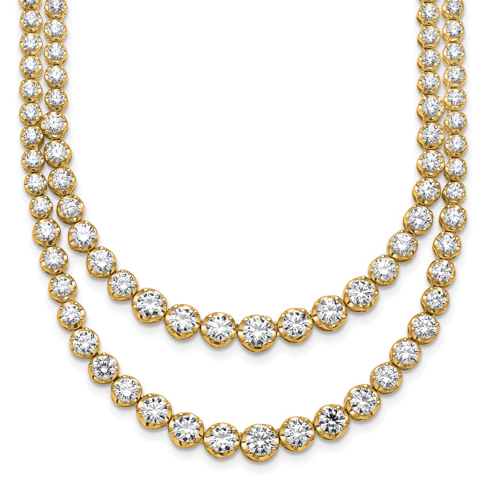 14K Yellow Gold 14.38 Carat Lab Grown Diamond VS+ F+ Complete Graduated Layered Tennis Necklace, 16"