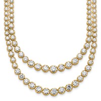 14K Yellow Gold 14.38 Carat Lab Grown Diamond VS+ F+ Complete Graduated Layered Tennis Necklace, 16" view 1