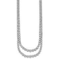 14K White Gold 14.88 Carat Lab Grown Diamond VS+ F+ Complete Graduated Layered Tennis Necklace, 18" view 2