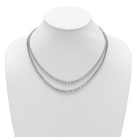 14K White Gold 14.88 Carat Lab Grown Diamond VS+ F+ Complete Graduated Layered Tennis Necklace, 18" view 3