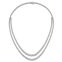14K White Gold 14.88 Carat Lab Grown Diamond VS+ F+ Complete Graduated Layered Tennis Necklace, 18" view 4