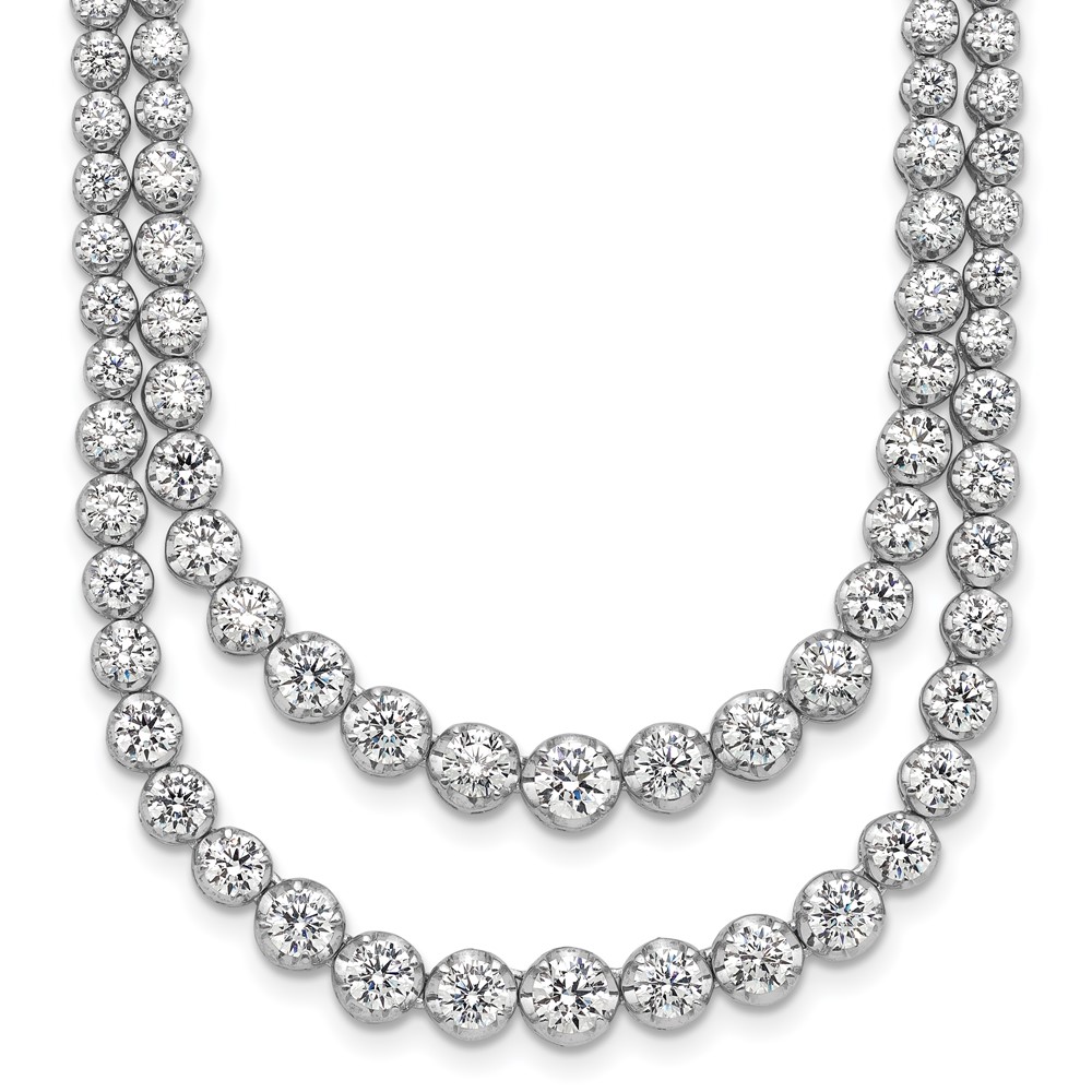 14K White Gold 14.88 Carat Lab Grown Diamond VS+ F+ Complete Graduated Layered Tennis Necklace, 18"