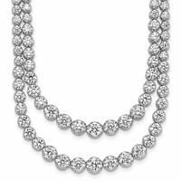 14K White Gold 14.88 Carat Lab Grown Diamond VS+ F+ Complete Graduated Layered Tennis Necklace, 18" view 1